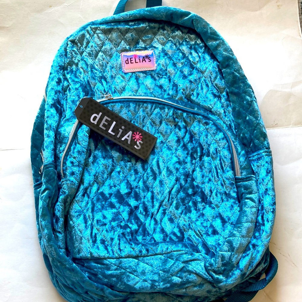 COPY - dElias Crushed Teal Velvet Backpack